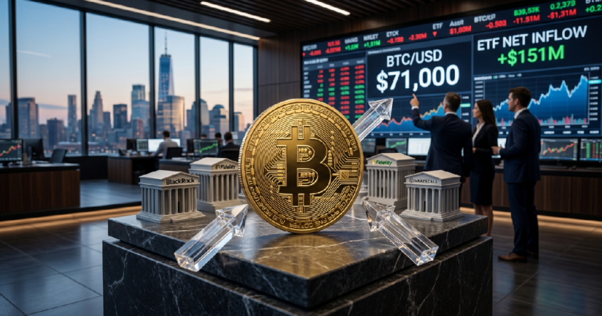 Bitcoin hits $71,000 as US Spot Crypto ETFs net $151M inflows