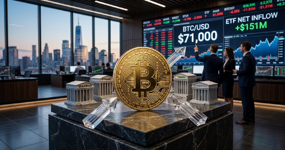 Bitcoin hits $71,000 as US Spot Crypto ETFs net $151M inflows