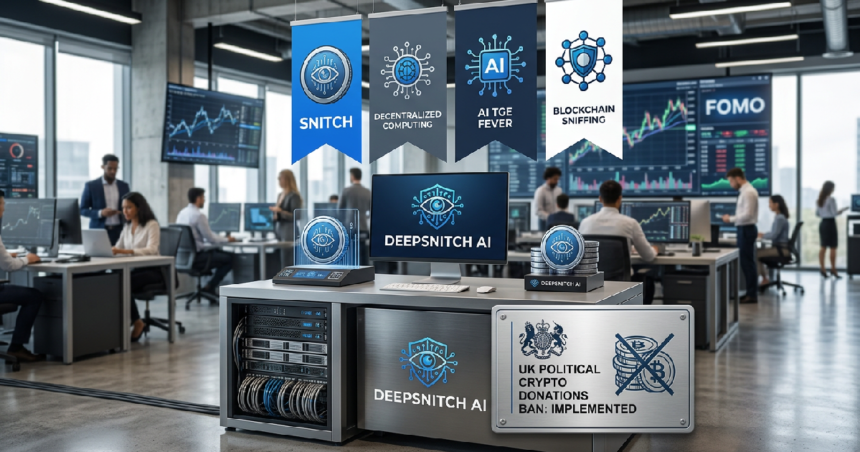 UK bans political crypto donations as DeepSnitch AI fuels FOMO