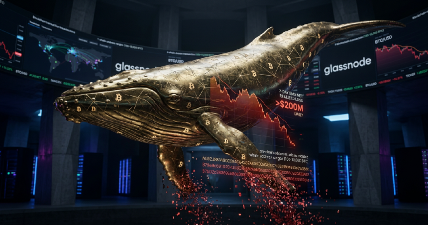 Glassnode reports Bitcoin whales liquidating amid $200M daily loss