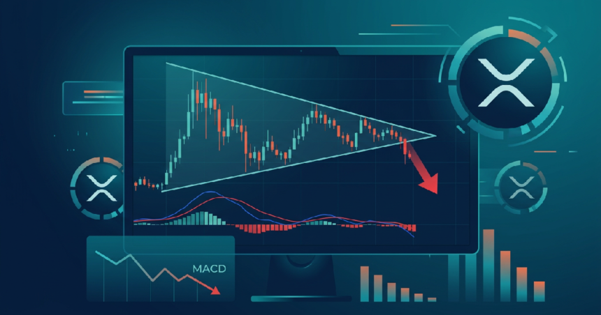 XRP Tests Triangle Apex as 4H MACD Signals Bearish Shift