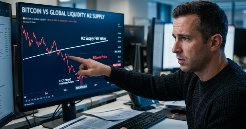 Bitcoin trades 'massively below' M2 supply fair value as Z-score hits record low
