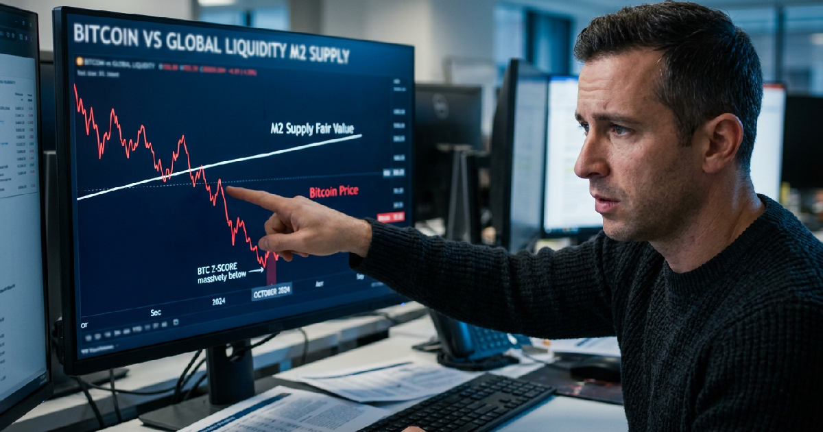 Bitcoin trades 'massively below' M2 supply fair value as Z-score hits record low