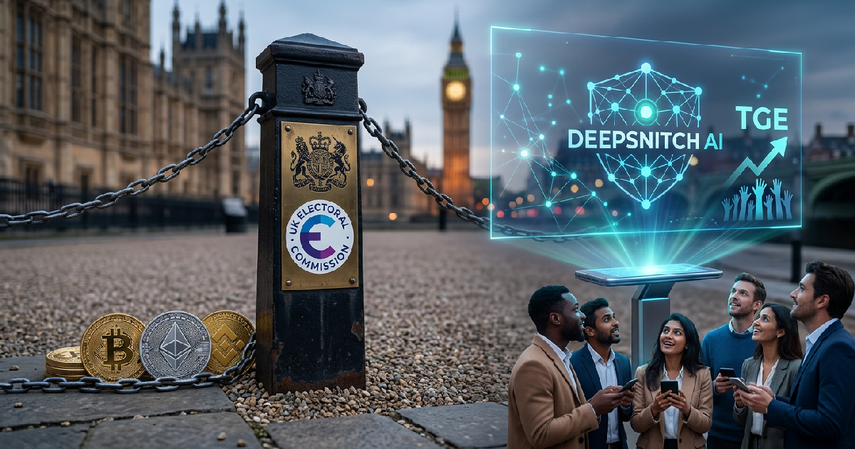 UK blocks political crypto donations as DeepSnitch AI fuels FOMO