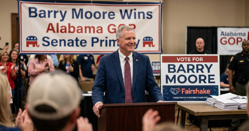 Barry Moore secures Republican nomination for Alabama Senate seat with 55.80% of vote
