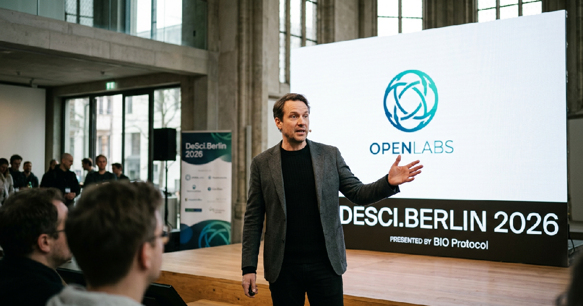 Bio Protocol OpenLabs launch: Paul Kohlhaas unveils OpenLabs, a decentralized AI research hub, at DeSci.Berlin 2026