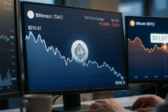 Bittensor (TAO) drops 2.04% to 3.37% as Bitcoin falls 3.85% to $61,573.49