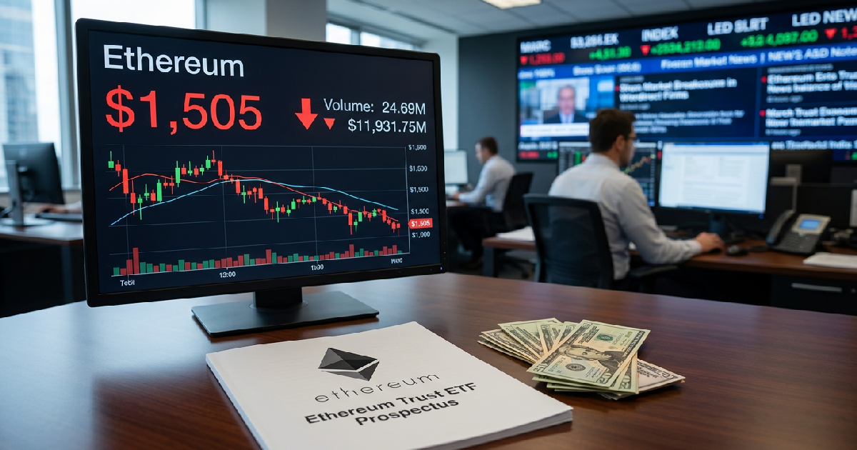 Ethereum falls to $1,505, its lowest valuation since April 2025