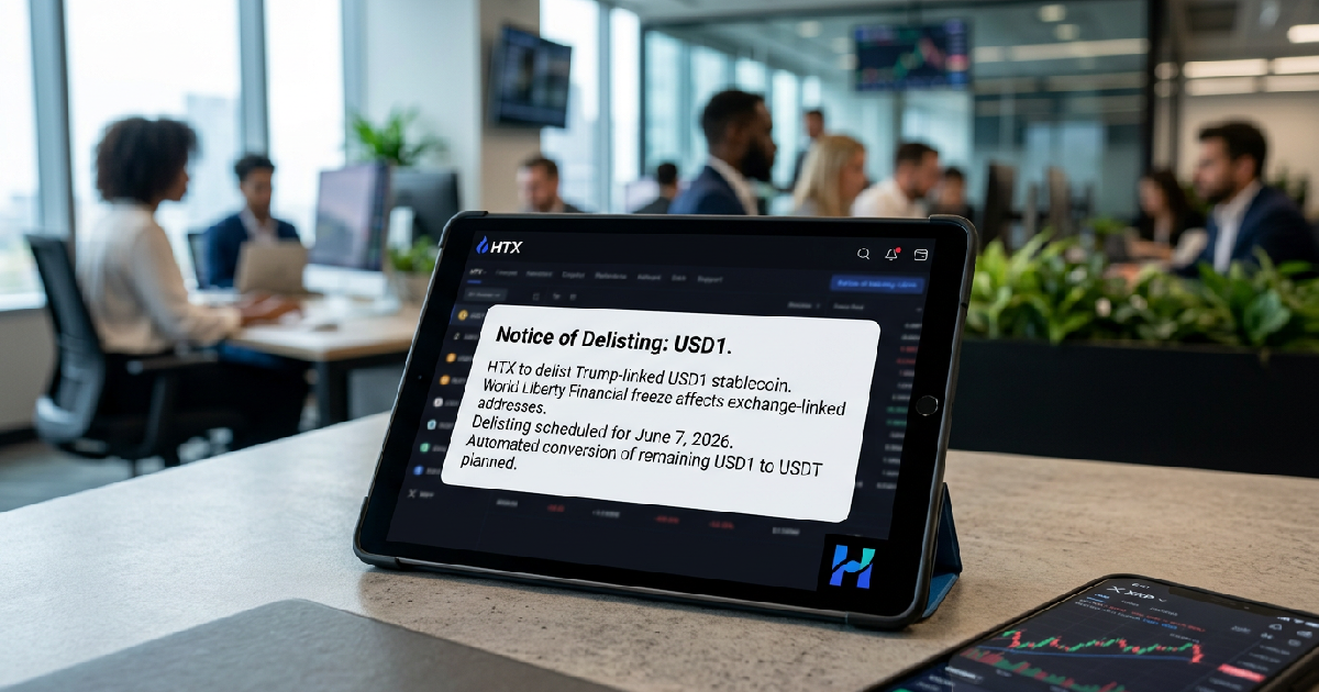 HTX announces June 7, 2026 delisting of Trump-linked USD1 stablecoin