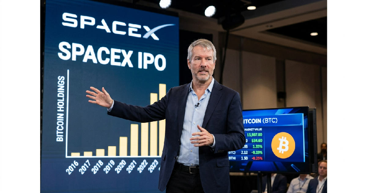 Michael Saylor announces SpaceX public debut boosts Bitcoin holdings to 25% of Mag8 firms