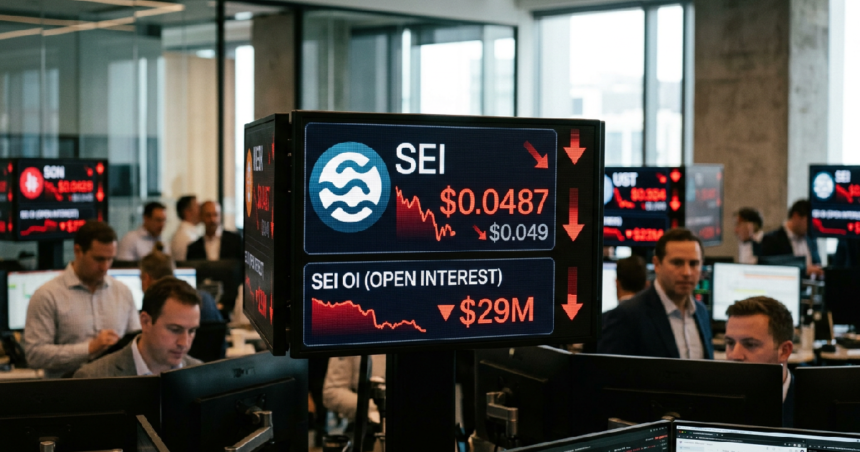 SEI token drops below $0.049 support as Open Interest falls to $29 million
