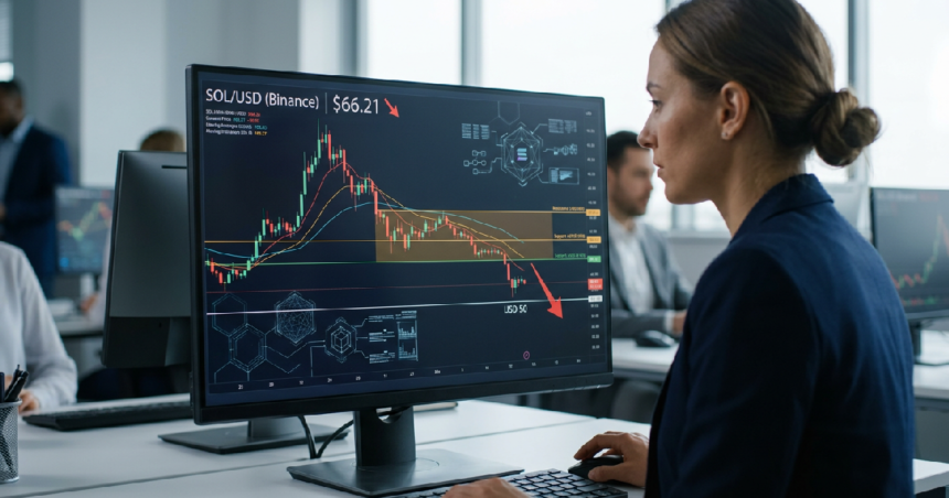 Solana drops to $66 amid large holder selling, down 21% in a month