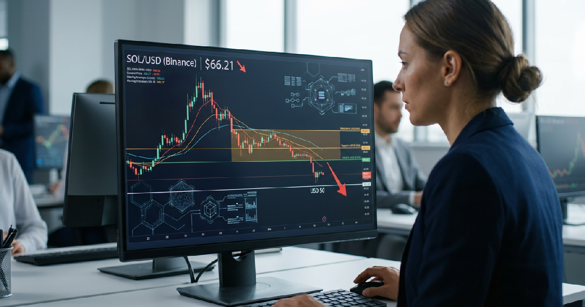 Solana drops to $66 amid large holder selling, down 21% in a month