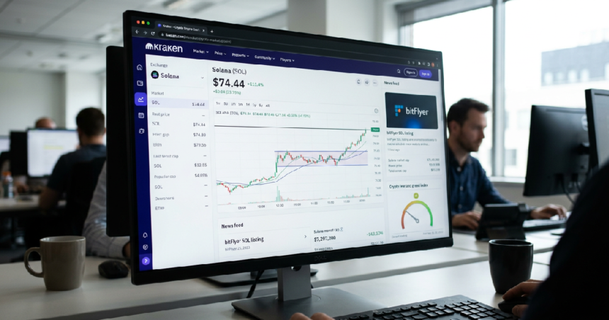 Solana climbs 11% to $74.44 after bitFlyer announces June 24 listing
