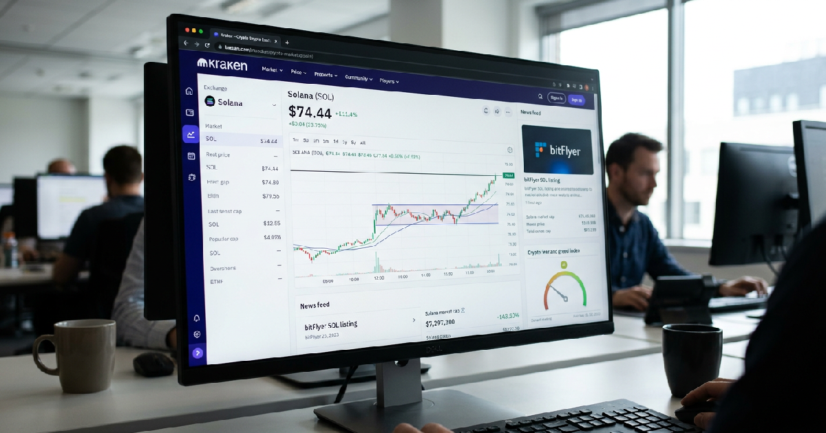 Solana climbs 11% to $74.44 after bitFlyer announces June 24 listing