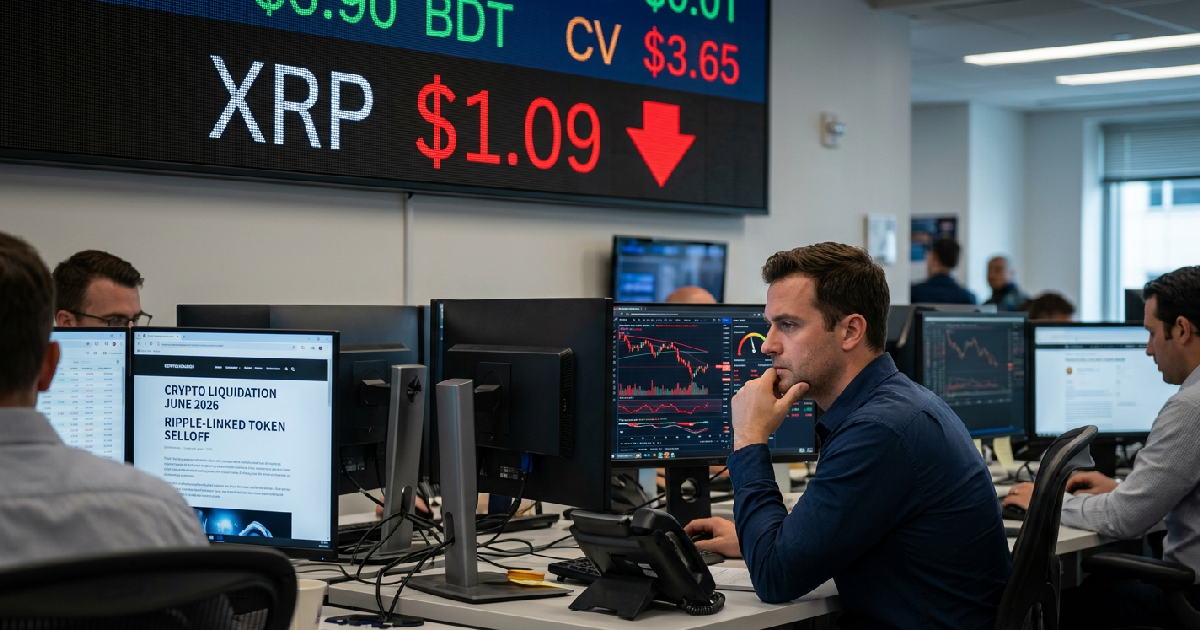 XRP plummets to $1.09 on June 5, 2026, as 268.2 million tokens liquidate